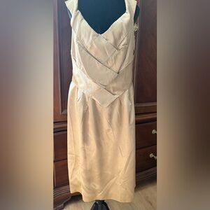 Re-Joyce Original Elegant Cream Sleeveless Satin Dress
